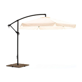 Ombrellone da Giardino Braccio Decentrato con Manovella Telo Ecrù Tondo 3x2mt