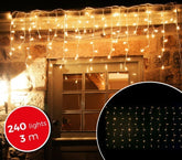 031342 Rideau de lumières de Noël d'extérieur 3mt 240 lumières blanches