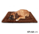 3004 Matelas doux en velours pour chiens taille L Marron 67 x 48 cm