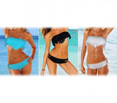 Maillot de bain avec bandeau à frange rembourrage amovible Bikini de mer push-up