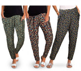 TG08-11 Pack de 3 pantalons sarouel pour femmes ass. FLOREAL fantaisie florale