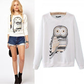 Pull jersey dessin de hibou douillet et confortable pour l'hiver