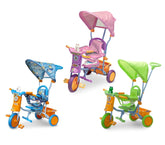 TS43 Tricycle poussette à pédales SCHIANO avec capot et siège anti-chute