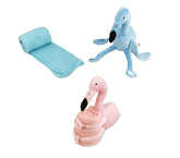184608 Set de peluche et couverture polaire DOLLYSSIMI flamant doux 75 x 70 cm