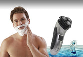 Rasoir électrique sans fil et rechargeable avec 3 têtes rotatives, Wet & Dry