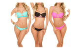 H2832 Maillot de bain bikini rembourrés mod. CROCHET avec ruban coloré