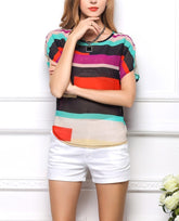 Blouse / chemise femme rayures multicolores effet de transparence mode estivale