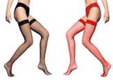 Bas collants résille bretelles avec bord galonné