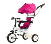 B37312 HANDY GO Tricycle à pousser avec pédales, protections et capote Rose/Bleu