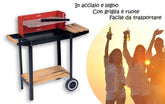 Barbecue à charbon avec roues, barbecue bois et acier mesure 83x28x83 cm