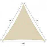 Auvent triangle 482346 beige 3x3x3m avec crochets renforcés et corde en nylon