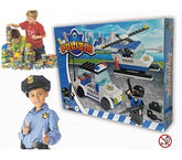 Jeu de construction - POLICE -2 personnages avec hélicoptère et voiture 371142