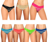 F6244 Pack 12 culottes taille basse mod. IMPACT en coton colorées avec dentelle
