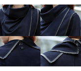 Cardigan femme asymétrique mod. Jenny style décontracté et poignets similicuir