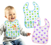 301456 Kit de 2 bavoirs imperméables 0-24 mois avec poche récupératrice de nourr