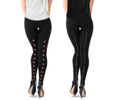 F8753 Set de 2 Paires de collants nois 100DEN avec motifs de bronze derrière