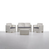 Ensemble jardin 1 canapé 2 sièges et 1 table Alabama avec coussins en 3 couleurs