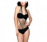 28-2 Maillot de bain rembourré mod. MONKNI, Lanières tressées