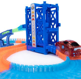 Glow Track Magic piste fluorescent 120 pièces 498903 avec ascenseur et voiture