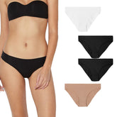 OUNO Invisible Pack 4 Slip 2x Noir 1x Blanc 1x Beige Art. 8806 intime