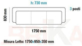 Canapé-lit Gardenia Riga 3 places dossier inclinable clic clac 185x33xH73 cm