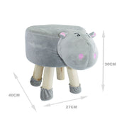 Pouf en tissu souple 372026 forme Hippopotame en bois et tissu 40x27xH40 cm