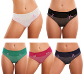 9860 - pack de 5 slips HONEY colorés en tulle avec rubans et decorations coeur
