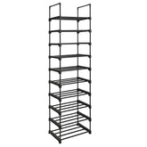 Étagère 10 Étagères Modulable Noir Porte-chaussures Tubes Métallique Étagères