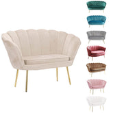 Canapé de salon 2 places en velours LOLA shell seat vintage 122x73x78 cm