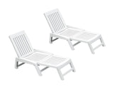 Set 2 pcs ORFEO chaise longue en résine blanche 177x61x85cm Mobilier de jardin
