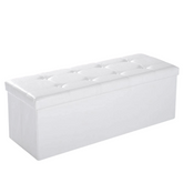 Chaise de rangement pliante pour bottes en simili cuir avec couvercle rembourré
