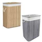 Panier de linge sale 60x40x25 cm, en bois avec manches et couvercle