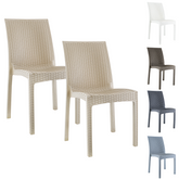 Lot de 2 chaises de jardin d'extérieur design JANET en rotin résine empilable