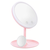 Miroir cosmétique de table à LED Lampe de maquillage ventilée rechargeable USB