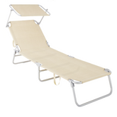Lit en Textilene 281014 Dossier réglable BEIGE Tube 18 mm avec Parasol
