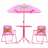 Ensemble jardin pour filles 4 pz Table et chaises parasol rose ajustable 3-6 ans