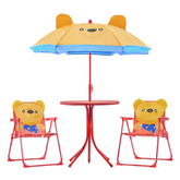 Set jardin pour enfants 4 pièces Table Chaises et Parasol ajustable Rouge 3-6ans