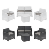 Ensemble jardin rotin COMO Salon Canapé Fauteuils Table polypropylène rotin 4plz
