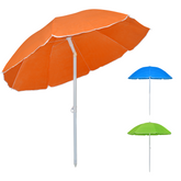Parasol de plage inclinable antivent avec 8 baleines, mât en aluminium de 180 cm