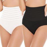 2 pièces Ceinture Haute 1 Blanche 1 Noire Slip Femme Gainante Modélante