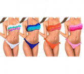 KL233 Maillot bikini bandeau mod. Rustle avec des volants colorés by MWS AHEAD