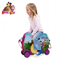 4731051 Valise chariot chevauchable bagage à main ABS MASHA ET L'OURS