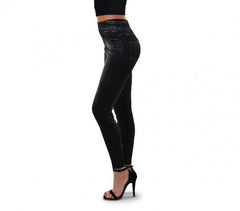 S059 Set de 2 leggings mode effet denim flexibles et confortables 2 couleurs 