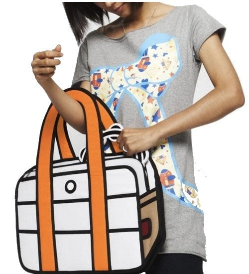 Sac avec poignée 3D - dessin animé mode design comique orange