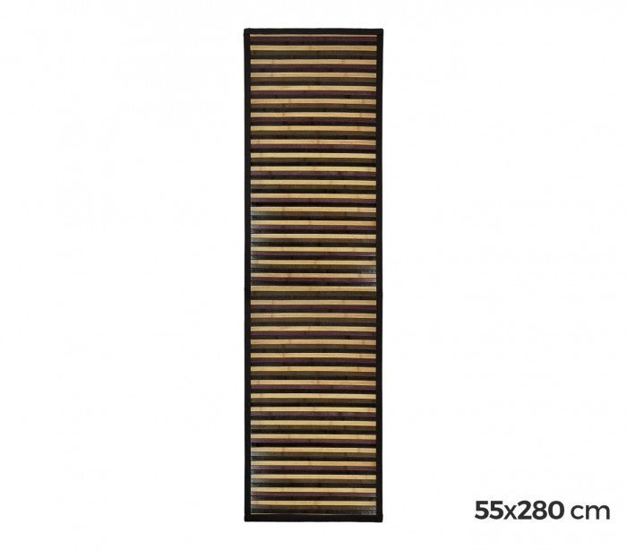 159231 Tapis en bambou naturel multicolore 55 X 280 cm (Bleu)