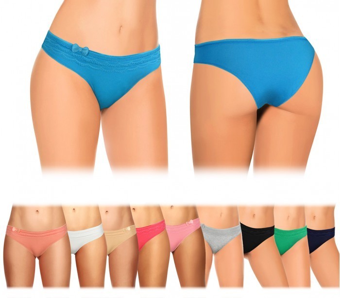 F6207 Pack 12 culottes mod. Melody en coton avec dentelle (L / XL)