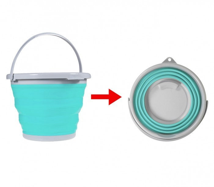 206713 Seau pliable en silicone - 5 Litres plusieurs couleurs (Bleu)