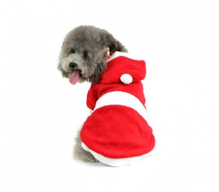 5679 Déguisement de PERE NOËL avec capuche pour chiens de petite/moyenne taille
