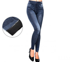 F327 Set de 3 leggings thermiques effet Denim mod. Alanis avec doublure peluche