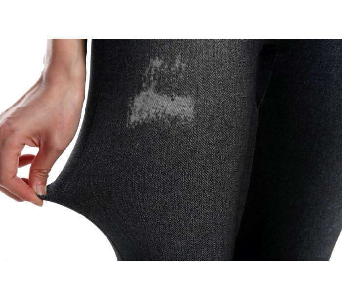 F327 Set de 3 leggings thermiques effet Denim mod. Alanis avec doublure peluche
